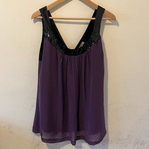 JONATHAN MARTIN | Women's Sequin Top Black Purple Size X-Large